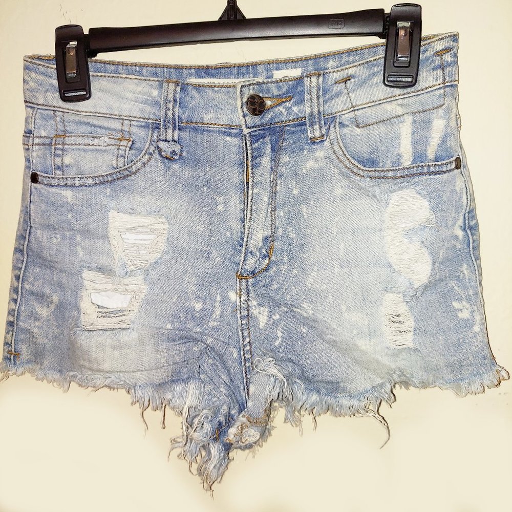 sneak peak la high waist cheeky light denim shorts